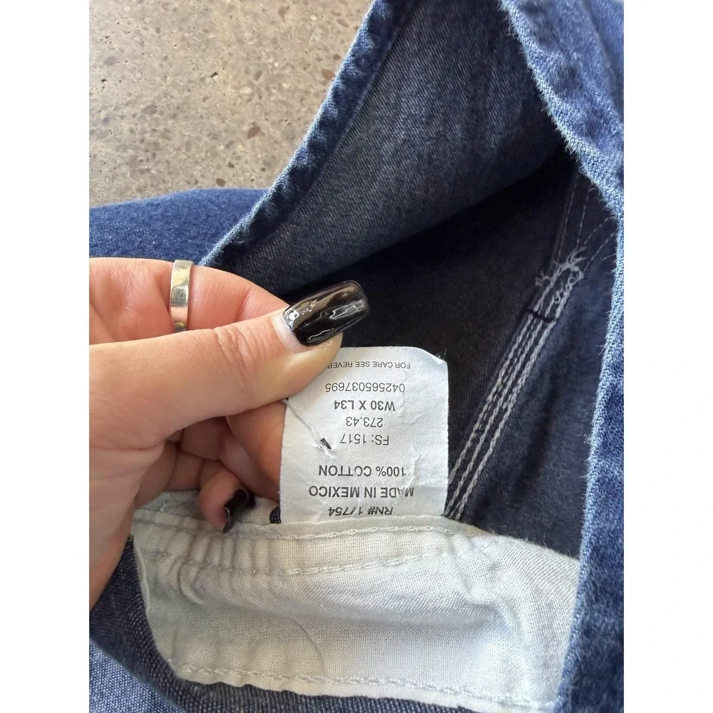 Key Bib Overalls Mens 30x34 Blue Denim Workwear Carpenter Utility Straight Leg - Picture 6 of 15